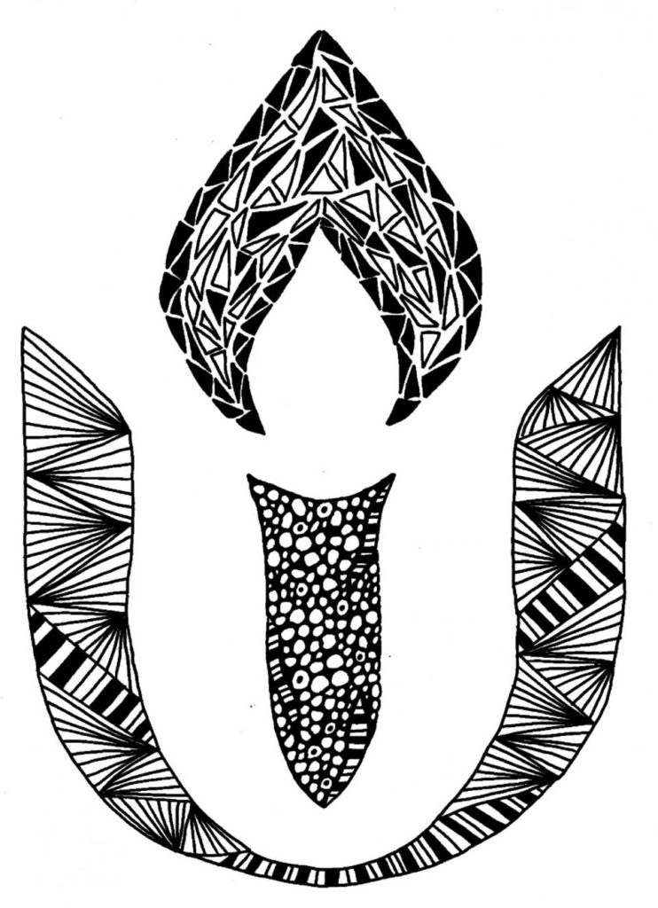 UUA logo Flaming Chalice, as a doodle